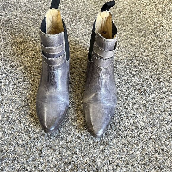 Bed Stu Ravine Ankle Boots Pointed Toe Western Buckle Gray Distressed Leather 6 - Picture 12 of 12